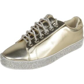 Shoes Women Flat Fashion Wedding Sneakers Crystals Rhinestone Blingy Lace Up SCOUT-24