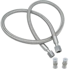 1/4" Stainless Steel PTFE Reinforced Hose, 1/4" NPT male, 40" Length, 870PSI, -40°F to 400°F, Compatible with A-R-B 740203