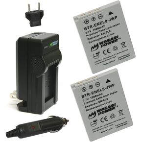 Wasabi Power Battery (2-Pack) and Charger for Nikon EN-EL8 and Nikon Coolpix P1, P2, S1, S2, S3, S5, S6, S7, S7c, S8, S9, S50, S50c, S51, S51c, S52, S52c, Cool-Station MV-11, MV-12