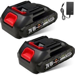2 pcs Batteries Replacement for Makita, 2.0Ah 2000mAh battery for 18V 20V 21V power tools with a Battery Charger, Battery Compatible with Makita 18V tools,Leaf Blower,weed wacker,Chainsaw,Power washer