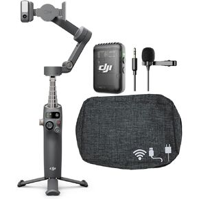 DJI Osmo Mobile 7P Gimbal with Multifunctional Module and 7th Gen Stabilization with DJI Mic 2 TX, Lavalier Microphone, and Travel Case