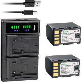 Kastar 2-Pack BN-VF823 بطارية و Ltd2 USB شاحن استبدال JVC GZ-MG435HUS GZ-MG437 GZ-MG437B GZ-MG465 GZ-MG465B Camer بطارية BN-VF823U