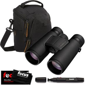 Nikon Monarch M5 12x42 Binoculars Bundle with DSLR and Mirrorless Camera Shoulder Bag with Water-Resistant EVA Base (Black), Focus Lens Cleaning Pen, and Focus Microfiber Cleaning Cloth (4 Items)