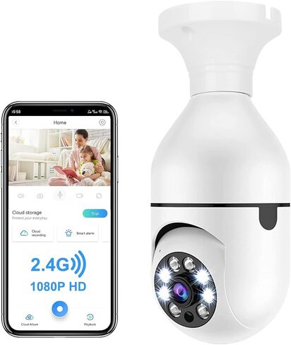 iMounTEK Light Bulb Camera, Security Cameras Wireless Outdoor, 1080P FHD Home Security Cameras, Light Socket Security Camera, 360 Motion Detection, Two-Way Talk, Night Vision (Black) in Saudi Arabia