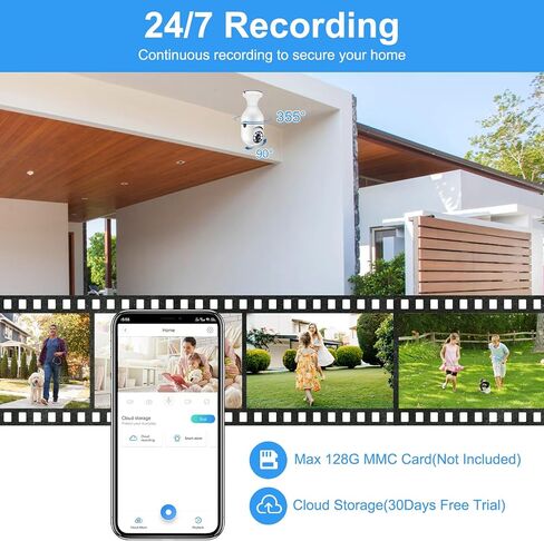 iMounTEK Light Bulb Camera, Security Cameras Wireless Outdoor, 1080P FHD Home Security Cameras, Light Socket Security Camera, 360 Motion Detection, Two-Way Talk, Night Vision (Black) in Saudi Arabia