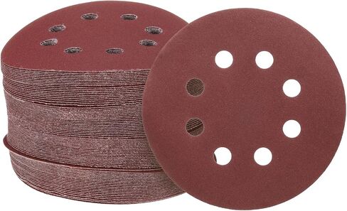 HARFINGTON 150pcs Hook and Loop Sanding Discs 5" 8-Hole 240 Grits Aluminum Oxide Abrasive Sandpaper for Random Orbital Sander Woodworking Sand Automotive Paint, Red in Saudi Arabia