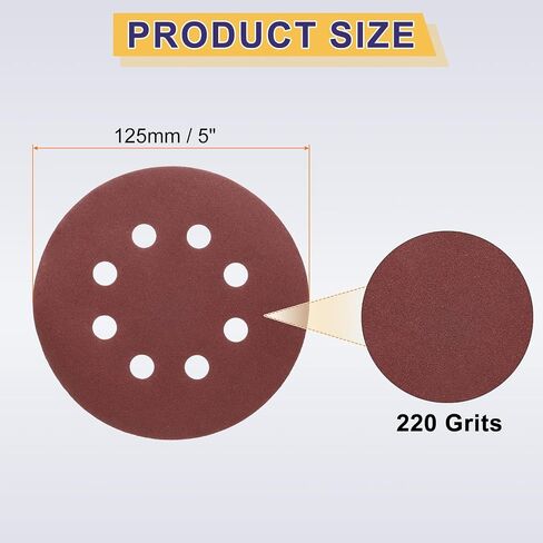 HARFINGTON 150pcs Hook and Loop Sanding Discs 5" 8-Hole 240 Grits Aluminum Oxide Abrasive Sandpaper for Random Orbital Sander Woodworking Sand Automotive Paint, Red in Saudi Arabia
