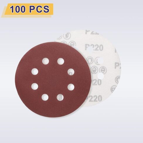 HARFINGTON 150pcs Hook and Loop Sanding Discs 5" 8-Hole 240 Grits Aluminum Oxide Abrasive Sandpaper for Random Orbital Sander Woodworking Sand Automotive Paint, Red in Saudi Arabia