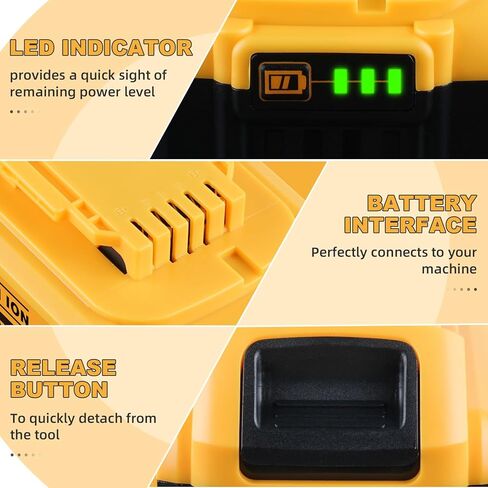 2Pack DCB200 12000MAH 20V Lithium-ion استبدال DeWalt Battery DCB201 ، DCB200 ، DCB203 ، DCB206 ، DCB207 متوافق مع أدوات وقوة بطارية DEWALT 20V اللاسلكي in Kuwait