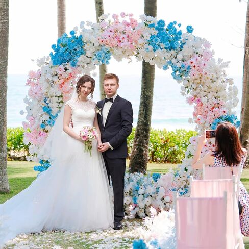 Fomcet 7.2FT Wedding Arch White Metal Round Backdrop Stand Circle Balloon Arch Frame for Ceremony Birthday Party Anniversary Bridal Baby Shower Graduation Decoration in Kuwait