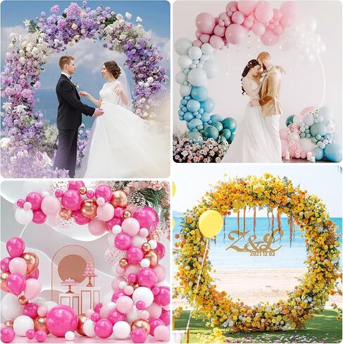 Fomcet 7.2FT Wedding Arch White Metal Round Backdrop Stand Circle Balloon Arch Frame for Ceremony Birthday Party Anniversary Bridal Baby Shower Graduation Decoration in Kuwait