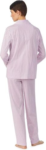 Ralph Lauren® Organic Cotton Long Sleeve Notch Twich PJ مجموعة للنساء - Fit Related - تصميم شريط - 100 ٪ من القطن in Saudi Arabia