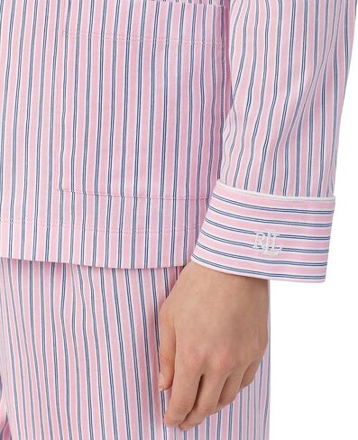 Ralph Lauren® Organic Cotton Long Sleeve Notch Twich PJ مجموعة للنساء - Fit Related - تصميم شريط - 100 ٪ من القطن in Saudi Arabia