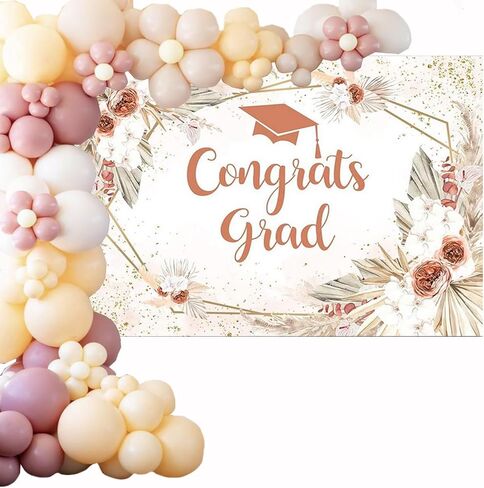 Mocsicka 7x5ft 2025 خلفية التخرج Boho Congrats Backdrop Banner Class of 2025 التخرج زخارف صور كشك الصور in Kuwait