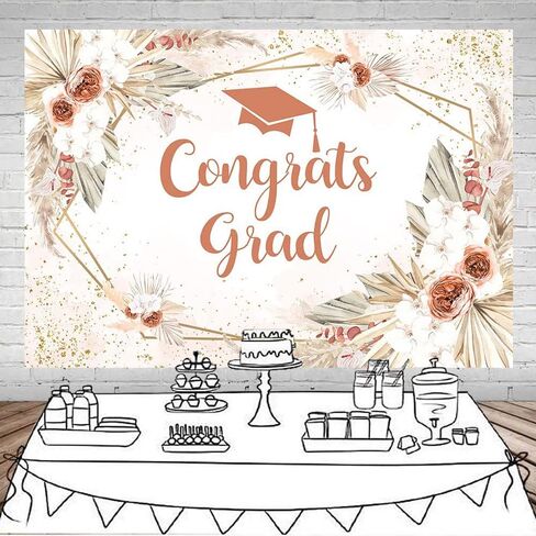 Mocsicka 7x5ft 2025 خلفية التخرج Boho Congrats Backdrop Banner Class of 2025 التخرج زخارف صور كشك الصور in Kuwait