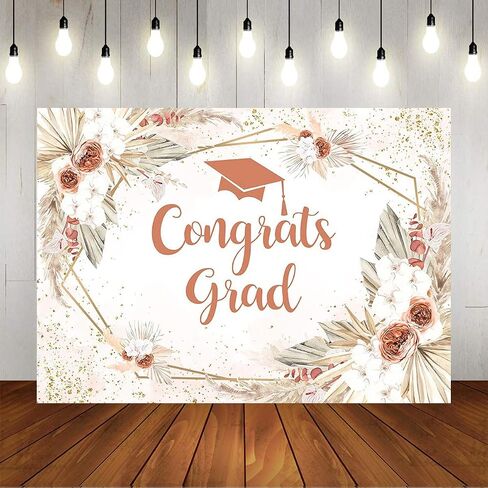 Mocsicka 7x5ft 2025 خلفية التخرج Boho Congrats Backdrop Banner Class of 2025 التخرج زخارف صور كشك الصور in Kuwait