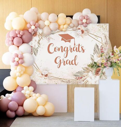 Mocsicka 7x5ft 2025 خلفية التخرج Boho Congrats Backdrop Banner Class of 2025 التخرج زخارف صور كشك الصور in Kuwait