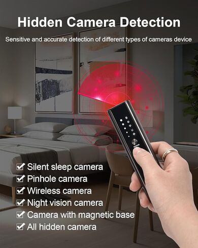 [2025 ver] كاشف الجهاز المخفي ، وكشف الكاميرا المخفي مع إنذار صوت الاهتزاز ، مكتشف الكاميرا مع المصباح ، كاشف تعقب GPS للسيارة ، كاشف جهاز الاستماع للمكتب ، حزمة واحدة in Kuwait