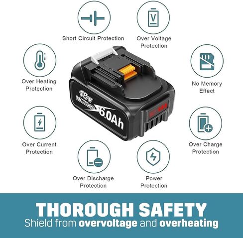 CPY Lithium Battery 2-pack استبدال بطارية Makita 18V 6AH متوافقة مع BL1860B BL1850B BL1860 BL1850 BL1840B BL1830B BL1815B LXT400 in Kuwait