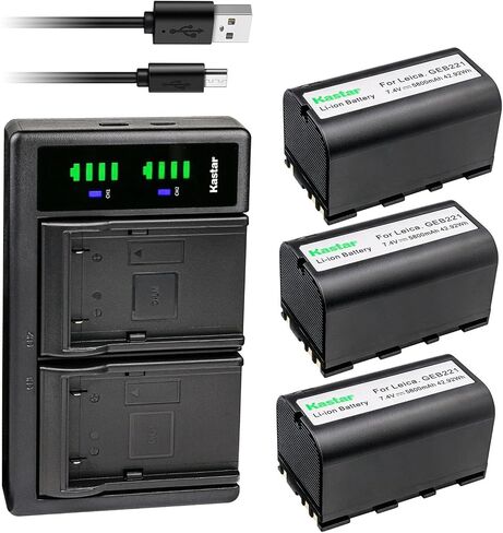 بطارية Kastar 4 عبوات وشاحن USB Ltd2 متوافق مع Geomax ZBA200 ، ZBA400 ، 724117 ، Geomax Stonex R6 ، Stonex R6+، Zoom 10 ، Zoom 20 ، Zoom 30 ، Zoom 80 ، Zt80+، Zenith 50 Survey in Kuwait