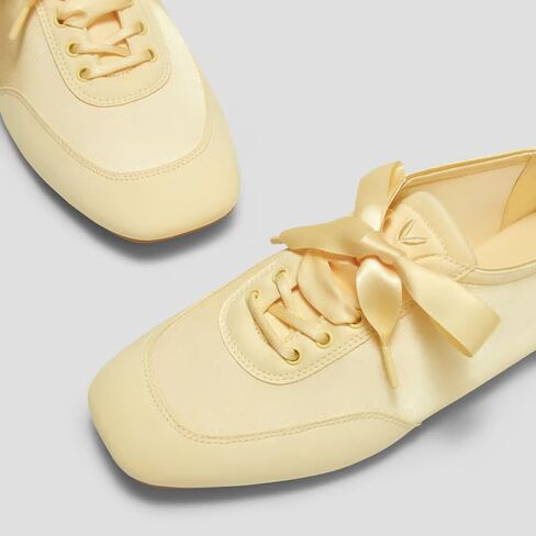 VIVAIA Cristina Square-Toe Lace-Up Satin Sneakerina in Kuwait