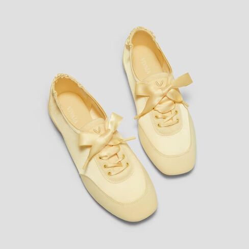 VIVAIA Cristina Square-Toe Lace-Up Satin Sneakerina in Kuwait