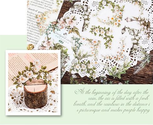 MAFELOE 30 Pieces PET Aesthetic Decorative Scrapbook Corner Stickers Supplies for Journaling Junk Bullet Planner DIY Craft Art Collage- Courtyard Flowers Series-Purple (BJT-Y4-YJ) in Saudi Arabia
