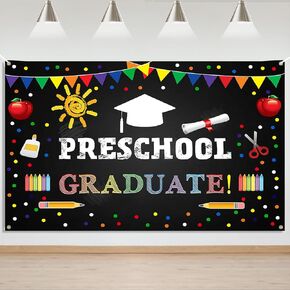 Mocsicka Preschool Graduate Backdrop Kindergarten Pre K Congrats Grad School Prom Party Decorations Ceremony Congratulations Class of 205 Photography Background