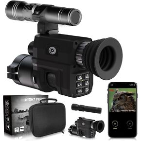 WiFi Digital Night Vision Scope for Rifles, 1313FT Night Vision Monocular, IR Focus Adjustable, Save Photos & Videos, with 850nm IR Illuminator, Red Dot, 4X Optical Zoom