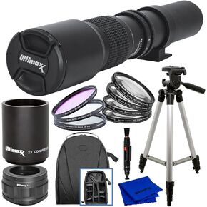 Ultimaxx 500mm f/8 (1000mm w/ 2X Converter) Multi-Coated Preset Telephoto Lens Kit Compatible with NEX-3, NEX-5, NEX-C3, NEX-5N, NEX-7, NEX-F3, NEX-5R, NEX-6, NEX-3N, NEX-5T Digital Cameras