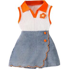 WDIRARA Toddler Girl's 2 Piece Outfits Floral Patched Collar Tank Wrap Skirt Shorts Set Summer Outfits