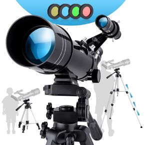 Telescopes for Children Beginners Astronomy Refractor Telescope 70mm Lens 400mm Focal Length with Adjustable Tripod and Moon Filter