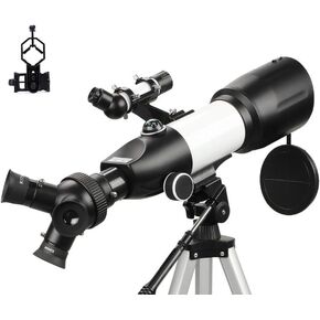 Telescope for Kids Adults Beginners 80mm Aperture 400mm BAK4 Prism FMC Lens 3 in1 Eyepieces Refractor Telescope for Astronomy with Smartphone Mount and Tripod and and Wireless Remote