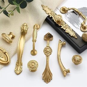 American Brass Furniture Handle European Wardrobe Cabinet Shoe Cabinet Door Handle Kitchen Cabinet Knob Cupboard Door Pulls 1Pcs (Color : Brass 003 Single)