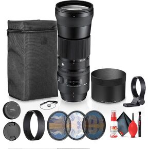 Sigma 150-600mm F5-6.3 DG حزمة Nikon Mount (745-306) مع مجموعة مرشح 3 قطع ، مجموعة التنظيف ، حارس كابر