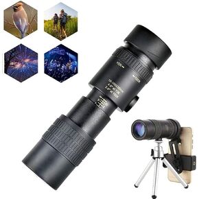 Monoculars Telescope High Power Telescope 4K 10-300X30mm Telephoto Zoom Waterproof Hiking with Tripod and Clip Telescope for Adult Bird Watching Outdoor Travel Binoculars