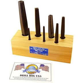 Drill Hog 7 Pc Square Easy Out Set Round Screw Extractor