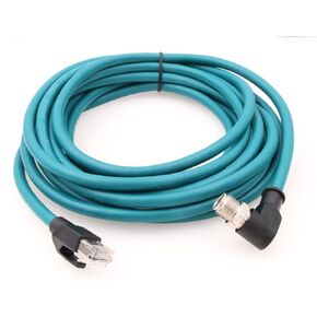 M12 8 Pin X-Code Male to RJ45 Shielded Ethernet Power Cat7e Cable for Cognex Industrial Camera in Sight 8200 8400 Series 8M