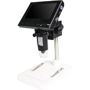 4.3" LCD Digital Microscope with 32GB SD Card 1000X 1080P Video Microscope with Metal Stand 12MP Ultra-Precise Focusing LED Fill Lights PC View Windows/Mac OS Compatible