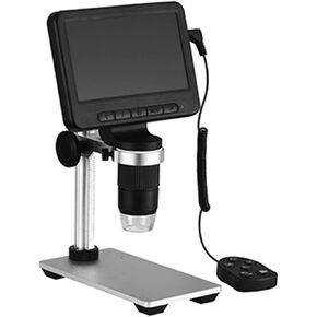 5’’ Digital Microscope 1000X with LCD Screen 8 LED Lights Wired Remote 12MP Camera Electronic Video Microscope for Adults Soldering Coins Metal Stand Support Windows/Mac