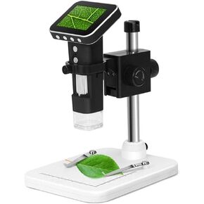 Microscope 500X Zoom Magnifier P Image Sensor USB Digital Microscope with 2.5 Inch Screen & 8 LED & Professional Stand Support TF Card