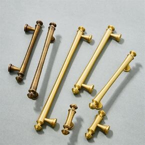 Solid Vintage Brass Cupboard Kitchen Pulls Wardrobe Furniture Knob Copper Drawer Cabinet Handles European Handles for Furniture 1Pcs (Color : Brass 128mm)