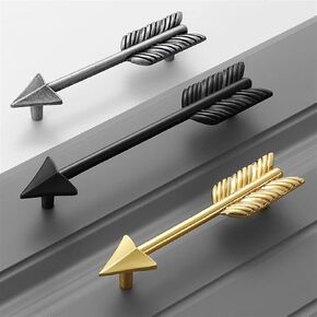 Zinc Alloy Black Silver Door Handle Cabinet Handle Arrow Creative Furniture Handle Door Drawer Knobs Furniture Hardware 1Pcs (Color : Gold 128mm)