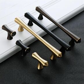 American Pure Copper Door Handle Brass Handle Modern Minimalist Black Gold Nordic Drawer Cabinet All Copper Handle 1Pcs (Color : T-Copper Characte)