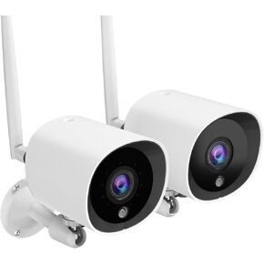 2-Pack 2K Wireless Outdoor Security Camera – 3MP IP66 Waterproof Camera with Night Vision, Motion Detection, Cloud Storage, Alexa & Google Assistant Compatible