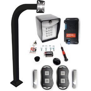 Security Brands Ridge Wireless Gate Keypad Access Control Kit – Includes 14-500 Keypad, Transceiver, Gooseneck Aluminum 2" X 2" 42" (Color - Black), and 2 Remotes 433 MHz