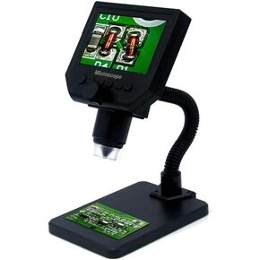 1-600x 3.6MP USB Digital Electronic Microscope Portable 8 LED VGA Microscope With 4.3" HD OLED Screen Compatible with pcb motherboard repair Tools (Color : 1 600X Metal Stand) (1 600x Curved Stand )