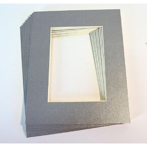 topseller100, Pack of 10 Silver 8x10 Picture Mats Matting with White Core Bevel Cut for 5x7 Pictures