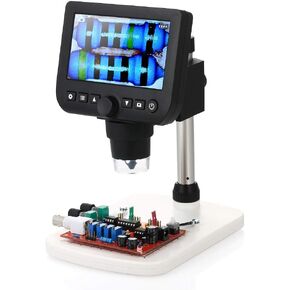 Digital Inspection Microscope 4.3" LCD 800X Magnicication TV Output 3.0MP Video/Photo Capture Magnifier with Stand and 8pcs LED Adjustable Light Source OfficeProducts