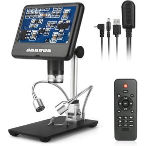 7" LCD Digital Microscope 2.0 megapixels 1080FHD USB Coin Microscope 100X Magnification Wireless Remote Adults Coin Soldering PCB Watch Clock Repai